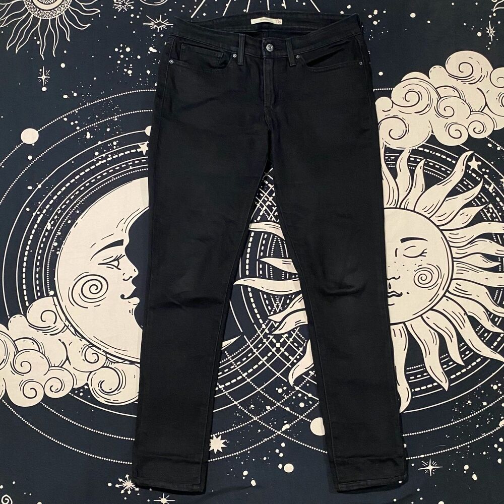 Levi's 711 Jeans Men's 30x28 Black Cotton Denim Skinny Workwear Casual Travel